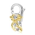 Pendentif noeud en argent S925 plaqué or 14k avec pierre zircon en forme de coeur - Style Ruban de Nœud (L0032)
