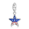 S925 sterling silver pentagram star charm with American flag enamel for DIY bracelets - Star Pattern (PD0985) / 925 Silver
