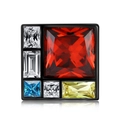 S925 silver black gold plated square geometric pendant with colorful cubic zirconia - Pendant Only (Without Chain) (PNC0239)