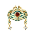 Tribal S925 silver crown ring with ruby and turquoise enamel in mythological style - 925 Silver / Tribal Skull Pendant (Without Chain)(PNC0402)