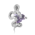 S925 zilveren slangenketting met hartvormige paarse zirkoon en pavé-kristallen - Hanger Zonder Ketting-Paars (PNC0409-2) / 925 sterling zilver