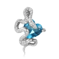 Slangenhart ketting variant met blauwe topaas hartvorm en S925 sterling zilveren hanger - Hanger Zonder Ketting-Zeeblauw (PNC0409-3) / 925 sterling zilver