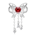 Infinity butterfly charm in S925 sterling silver with a round red December birthstone - 925 Sterling Silver / January Red Birthstone (PC1651-1)