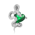 S925 sterling zilveren slangen hart ketting met groene zirkoon edelsteen - Hanger Zonder Ketting-Smaragdgroen (PNC0409-5) / 925 sterling zilver