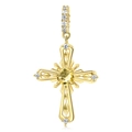 Pendentif croix doré vintage avec pierre jaune centrale et accents de cristal blanc - Pierre de Naissance Jaune de Novembre (PD092711)