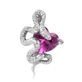 S925 sterling zilveren slangenhalsketting met facetgeslepen roze hart edelsteen - Hanger Zonder Ketting-Rozerood (PNC0409-7) / 925 sterling zilver