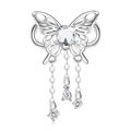Infinity butterfly silver earring with December birthstone and tassel zircon chains - 925 Sterling Silver / April White Birthstone (PC1651-4)