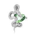 S925 sterling zilveren slangenhanger ketting met een groene hartvormige zirkoon - Hanger Zonder Ketting-Olijfgroen (PNC0409-8) / 925 sterling zilver