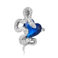 S925 zilveren slangen hanger gewikkeld rond een hartvormige blauwe zirkoonsteen - Hanger Zonder Ketting-Saffierblauw (PNC0409-9) / 925 sterling zilver
