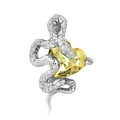 S925 zilveren slangenhanger met geel hartvormig edelsteen en sterrenstructuur - Hanger Zonder Ketting-Geel (PNC0409-11) / 925 sterling zilver