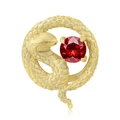 Schlangenanhänger aus S925 Sterlingsilber mit Goldfinish und rotem Zirkonia-Stein - Januar - Roter Zirkonia (PC1649-1)