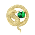 S925 sterling silver gold-plated snake charm with green gemstone and frosted finish - May - Green Zirconia (PC1649-5)