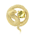 Gold snake bead charm with textured scales and central yellow zircon stone for bracelet - November - Yellow Zirconia (PC1649-11)