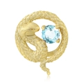 Frosted gold snake charm with light blue gemstone for S925 sterling silver bracelet - December - Light Blue Zirconia (PC1649-12)
