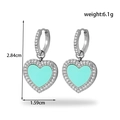 Elegante zilverkleurige hart oorbellen met hemelsblauw emaille en micro kristallen - Zilveren Stijl (ER-1372)