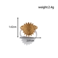 Verstellbarer goldener Edelstahlring mit Sonnenmedaillon und gewellter Bandstruktur - Sonne Stern Medaillon Stil (MN473) / Gold