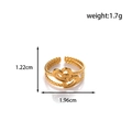 Verstellbarer 18K Gold Edelstahl Herzring mit Webstruktur und Größenangaben im Bild - Doppelherz Überlappung Stil (MN477) / Gold