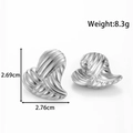 Boucles d'oreilles cœur en acier argenté texturé, poids 8,3g et taille 2,7cm - Style Cœur Côtelé (YE-046-Silver)