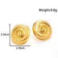Golden spiral shell geometric earrings in stainless steel with hammered texture details - Hammered Spiral Swirl Style (YE-053-Gold)