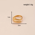 Adjustable gold-plated snake-leaf ring with diamond-pattern scale texture and 1.6g weight - Snake Scale Style (MN470) / Gold
