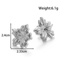 Orecchini a perno a fiore a cinque petali in acciaio inossidabile argento da 2,4 cm - Stile Fiore (YE-086-Argento) / Argento