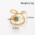 Anello doppio strato dorato bohémien con design a sole e pietra turchese incastonata - Stile Doppio Strato Raggio di Sole (TR202-Blu)