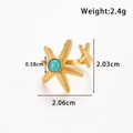 Anello aperto a stella marina dorata con intarsio in turchese e fascia regolabile - Stile Forma Stella Marina (TR096-Blu)