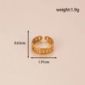 Verstellbarer goldener Gliederkettenring aus Edelstahl mit offenem Banddesign - Kubanischer Link Stil (MN476) / Gold