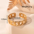 Bracciale rigido dorato regolabile con design a maglia barbazzale larga geometrica - Stile Catena Cubana (YB-137)