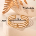 Bracciale regolabile in acciaio inossidabile dorato con stelle luna e triplo strato - Stile Girasole Luna (YB-138)