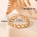Bracciale rigido aperto in acciaio al titanio dorato con cerchi e quadrati geometrici - Stile Cornice Geometrica (YB-141)