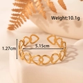 Elegante bracciale rigido a cuore in acciaio inossidabile dorato minimalista - Bracciale Aperto Cuore Cavo(YB-142)