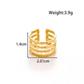Gold-plated layered textured open ring in stainless steel with multi-band wavy design - Four-Layer Textured Style (MN636) / Gold