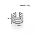 Adjustable silver finish stainless steel open ring with four-layer hammered texture design - Four-Layer Textured Style (MN636) / Silver