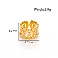 Adjustable golden stainless steel ring featuring a hollow geometric X-shaped design - Geometric Hollow Woven Style (MN637) / Gold