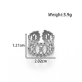 Silver hollow cross line stainless steel open ring with 3.9g weight and 1.27cm height - Geometric Hollow Woven Style (MN637) / Silver