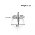 Adjustable silver titanium steel cross ring with a unique hammered texture finish - Textured Cross Style (MN640) / Silver
