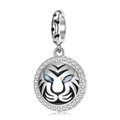 925 silver white tiger charm with black stripes and blue eyes for DIY bracelets - S925 Sterling Silver / Tiger Head Style (PD0749)