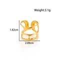 Gold irregular geometric hollow ring in stainless steel with detailed dimensions and weight - Irregular Streamline Style (MN642-Gold)