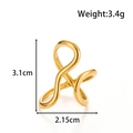 Anello cavo ovale dorato minimalista con design geometrico regolabile da 3.1cm - Stile Curvo Aerodinamico Minimalista (MN685) / Oro