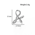 Anello ovale scavato in argento dal design minimalista e linee astratte in acciaio titanio - Stile Curvo Aerodinamico Minimalista (MN685) / Argento