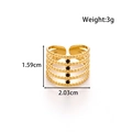 Anillo multicapa de acero dorado con cuatro cuentas negras y ancho de 2 cm - Decoración de Piedras Negras de Cinco Capas (MN644-Dorado)