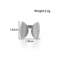 Anello aperto in acciaio inossidabile argento con design a doppia conchiglia incisa - Stile Marino a Doppia Conchiglia Simmetrica (MN686) / Argento