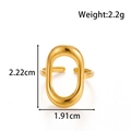 Anello aperto ovale traforato color oro in acciaio con dimensioni 2,22cm x 1,91cm e peso 2,2g - Stile Ovale Geometrico Vuoto (MN688) / Oro