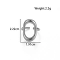 Anello aperto ovale scavato minimalista in acciaio inossidabile lucido color argento - Stile Ovale Geometrico Vuoto (MN688) / Argento