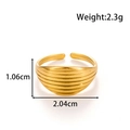 Anello ovale cavo dorato regolabile in acciaio inossidabile spazzolato con stile geometrico - Stile a Fascia Larga Retrò con Trama Spazzolata (MN689) / Oro