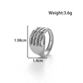 Anillo de mano de esqueleto plateado en acero inoxidable con banda abierta ajustable - Diseño de Mano de Esqueleto de Agarre (MN647-Plateado)