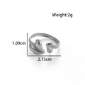 Verstellbarer silberner Edelstahlring mit einem einzigartigen Doppelherz-Design - Doppelherz-Stil (MN-702-Silber)
