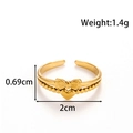 Verstellbarer goldener Edelstahlring mit Schleife, Herzanhänger und Perlenstruktur - Schleife Herz-Stil (MN-705-Gold)