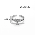 Verstellbarer Ring aus Silber-Edelstahl mit Schleife, Herz und Perlenverzierung, 1,4 g - Schleife Herz-Stil (MN-705-Silber)